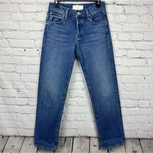 MOTHER The Slider Hover Punch Buggy Button Fly Straight Jeans sz 26 Medium Wash